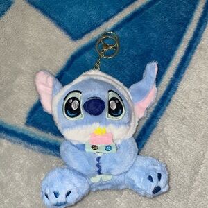Blue Plush Keychain with Pink Accents